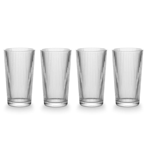 CANVAS Ribbed High Ball Glass Set, Lead-free, 4-pc