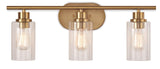 CANVAS Rosstown 3-Light Vanity Light Fixture with Glass Shades, Brushed Gold