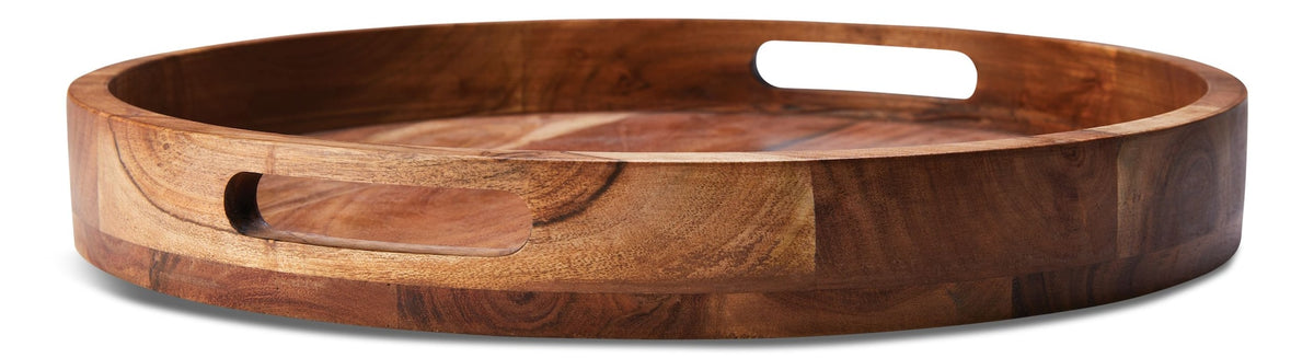 CANVAS Round Wood Serving Tray with Cut-Out Handles, 16-in