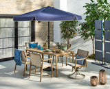 CANVAS Sauble Sling Outdoor Patio Dining Set with Swivel Chairs and Umbrella Hole, Tan, 7-pc image 8
