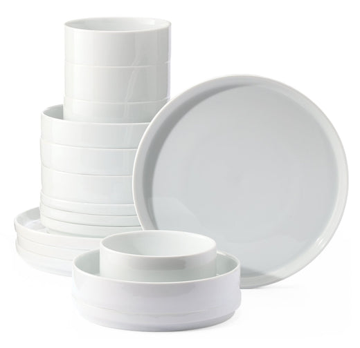 CANVAS Tate Modern Edge Porcelain Dinnerware Set, Serves 4, 16-pc, White
