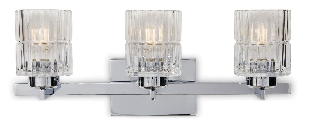 CANVAS Waverly 3-Light Vanity Light Fixture with Clear Glass Shades, Chrome
