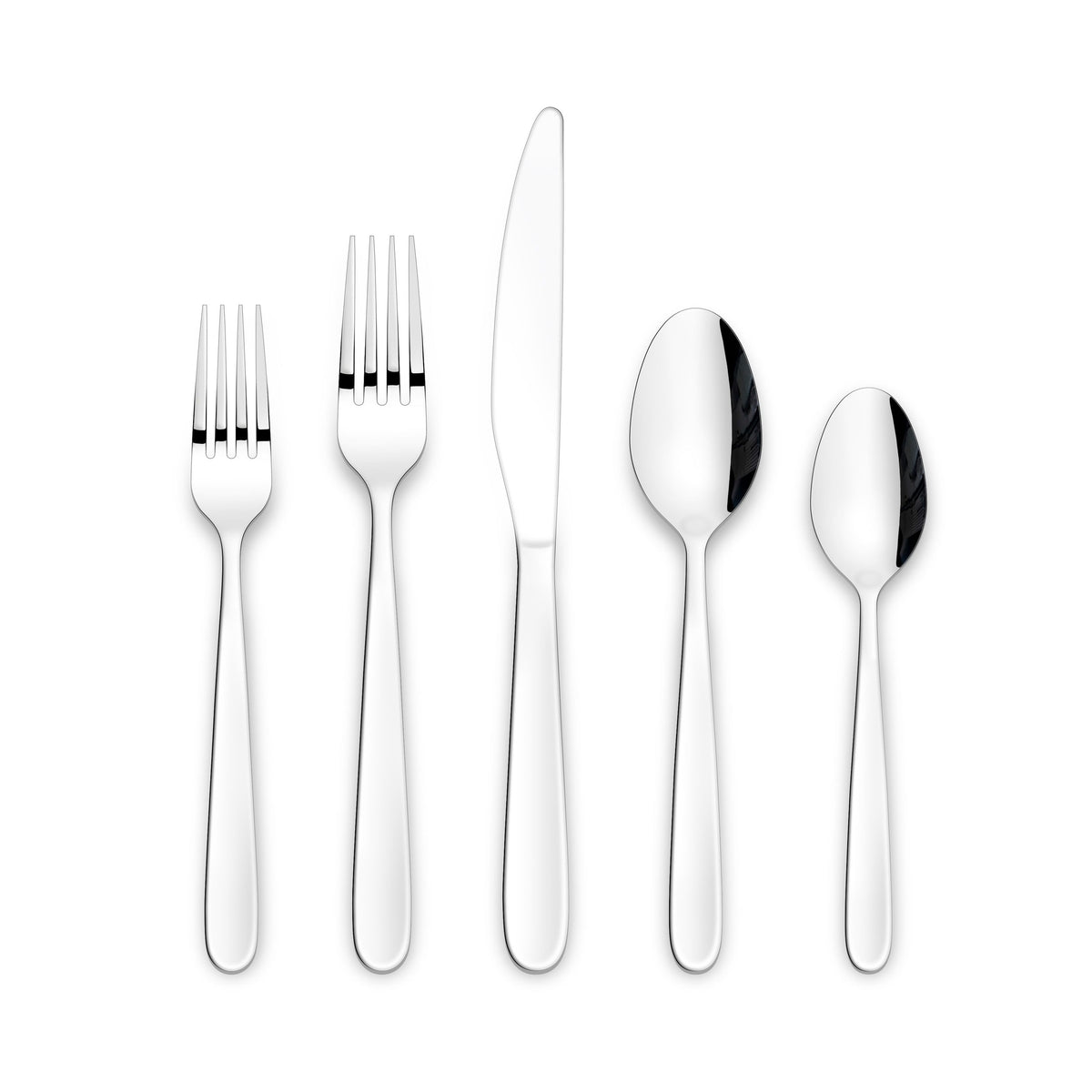 CANVAS Wembury Scoop Handle Flatware Set, Stainless Steel, Serves 10, 50-pc