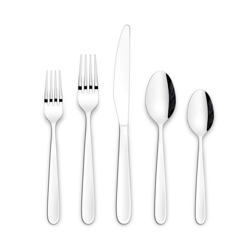 CANVAS Wembury Scoop Handle Flatware Set, Stainless Steel, Serves 10, 50-pc
