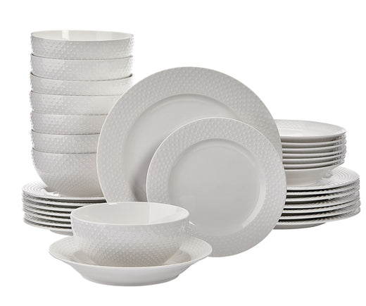 CANVAS Westbrooke Stoneware Dotted Dinnerware Set, Serves 8, 32-pc, White