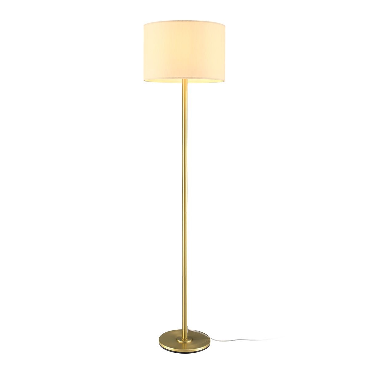 CANVAS White Drum Shade Floor Lamp, 16-in, Metallic Gold/Matte Brass