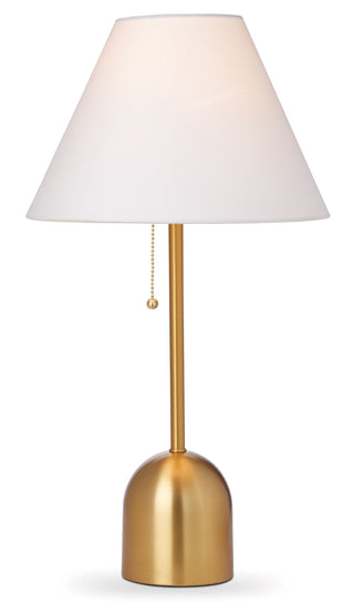 CANVAS White Linen Cone Shade Table Lamp, 22-in, Antique Brass