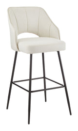 Canvas Yael Elegant Elevated Bar Stool with Back Rest, Creme