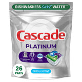 Cascade Platinum Action Pacs Dishwasher Detergent, Fresh Scent, 26-ct