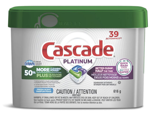 Cascade Platinum Dishwasher Detergent Pods, Fresh, 39-pk