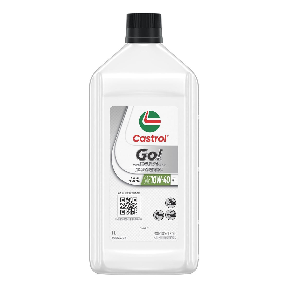 Castrol Go! 4-Stroke 4T Motorcycle Oil 10W40, 946-mL