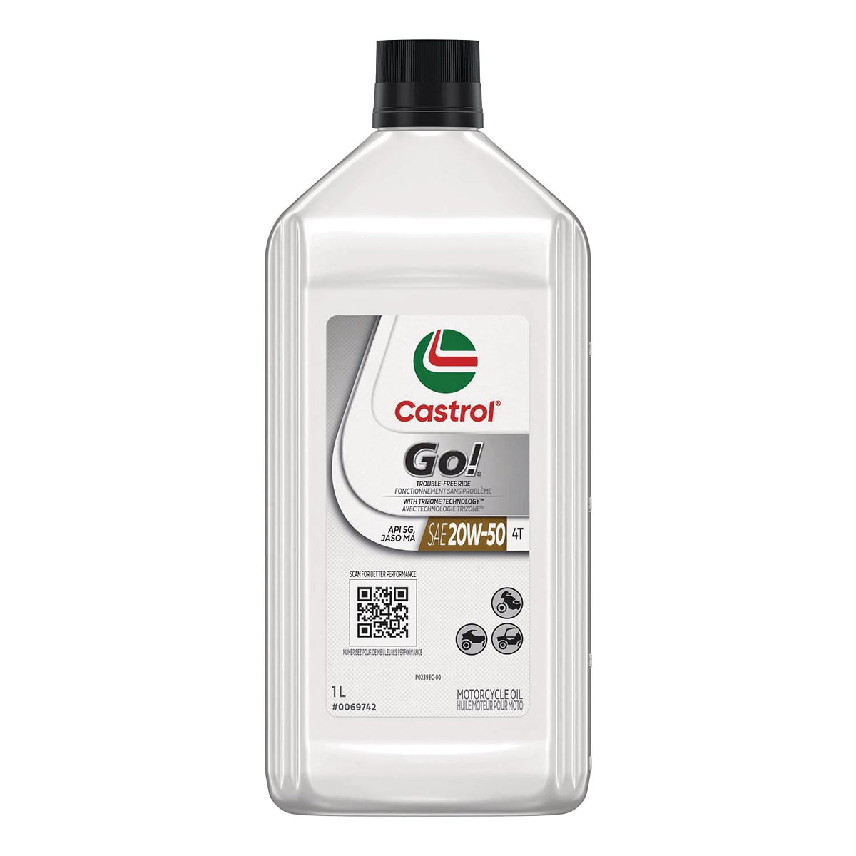 Castrol Go! 4-Stroke 4T Motorcycle Oil 20W50, 946-mL