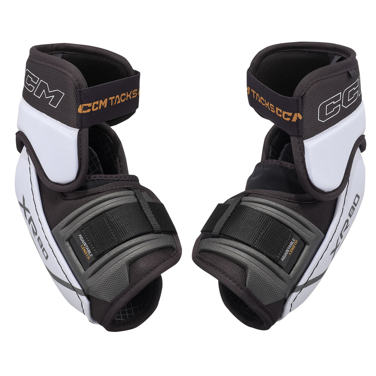 CCM Tacks XR80 Hockey Elbow Pads, Junior, Black/White/Grey, Assorted Sizes