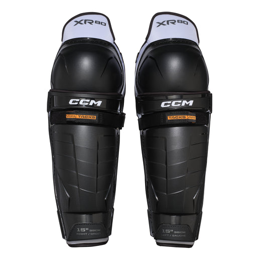 CCM Tacks XR80 Hockey Shin Guards, Junior, Black/White, Assorted Sizes