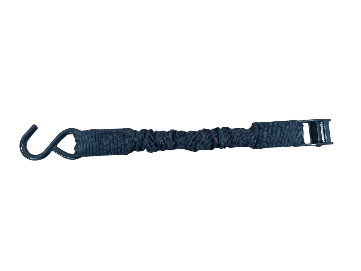 Certified Bungee Cam-Buckle Tie-Down, 600-lb Break Strength, Black, 8-ft, 2-pk