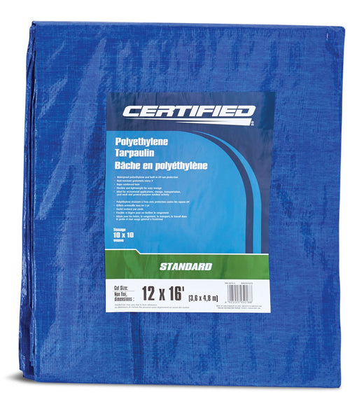 Certified Standard Duty Poly Tarp, Waterproof, 12-ft x 16-ft