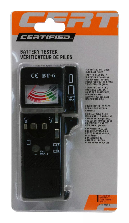 Certified Universal Battery Tester / Checker, AAA, AA, C, D, 9V