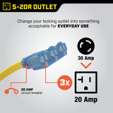 Champion 20A, 125V L5-30R Flat Design Generator Extension Cord, 25-ft image 4