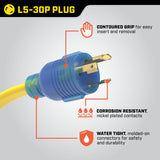 Champion 20A, 125V L5-30R Flat Design Generator Extension Cord, 25-ft image 7