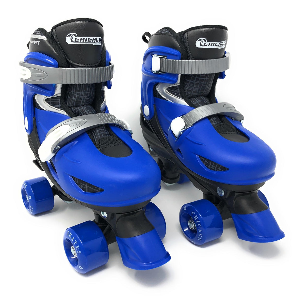 Chicago Skates Kids' Adjustable Quad Rollerblades Bundle, Blue