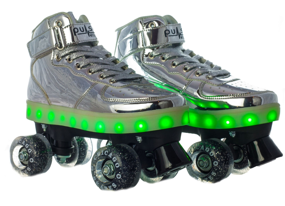 Chicago Skates Pulse LED Light Up Rollerskates, Silver