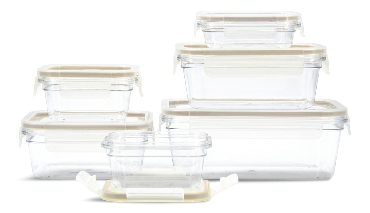 Clearlock Clear Clip Lid Food Storage Container Set with Tritan Base, Nestable, 6 Count