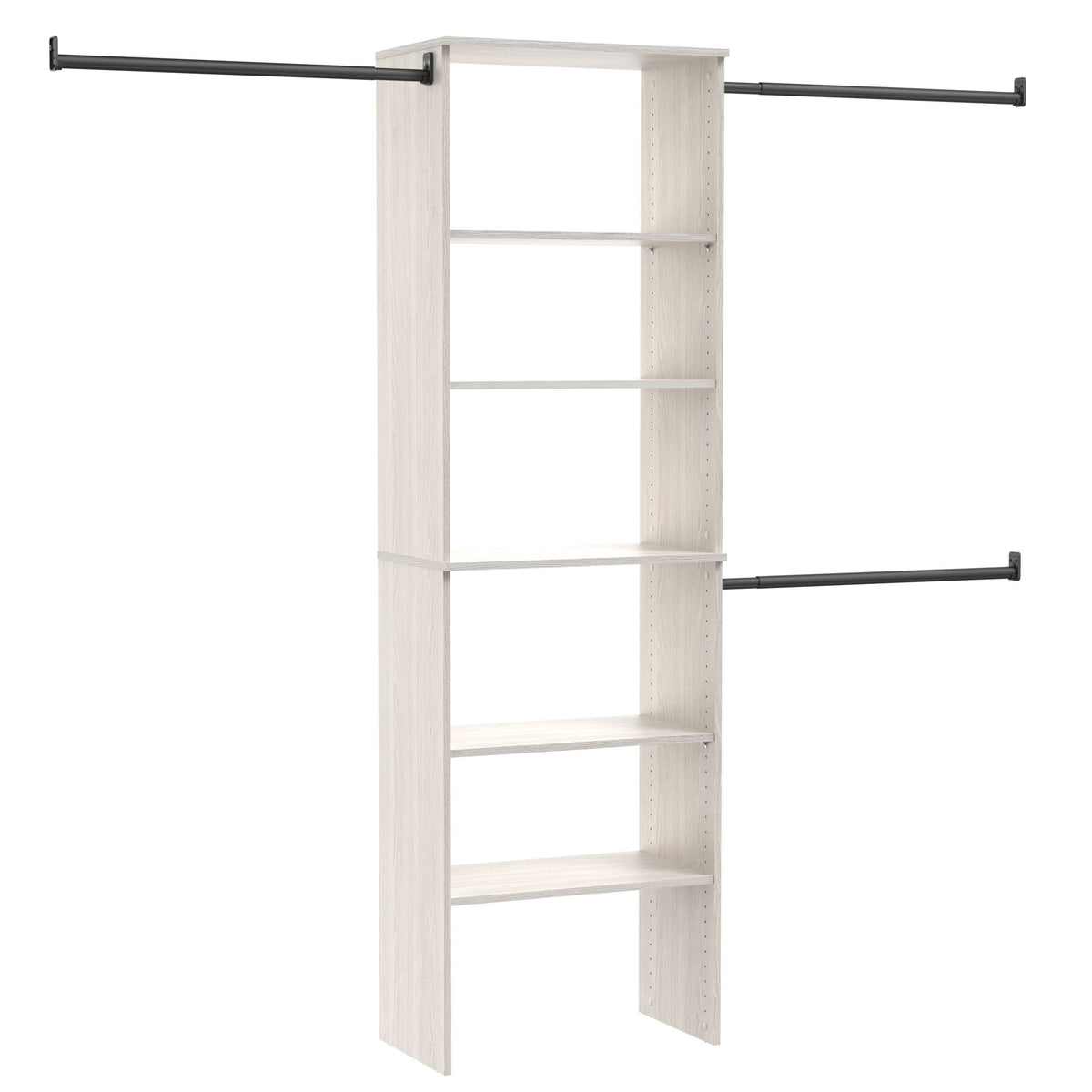 ClosetMaid Suite Symphony Laminate Wood Tower Starter Kit with Rods, White Timber, 25-in
