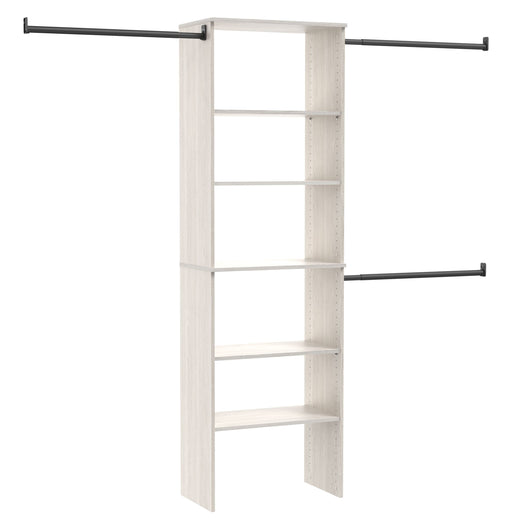 ClosetMaid Suite Symphony Laminate Wood Tower Starter Kit with Rods, White Timber, 25-in