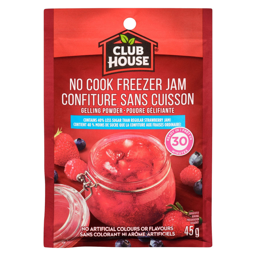 Club House No Cook Strawberry Freezer Jam, Reduced Sugar Recipe, 45-g