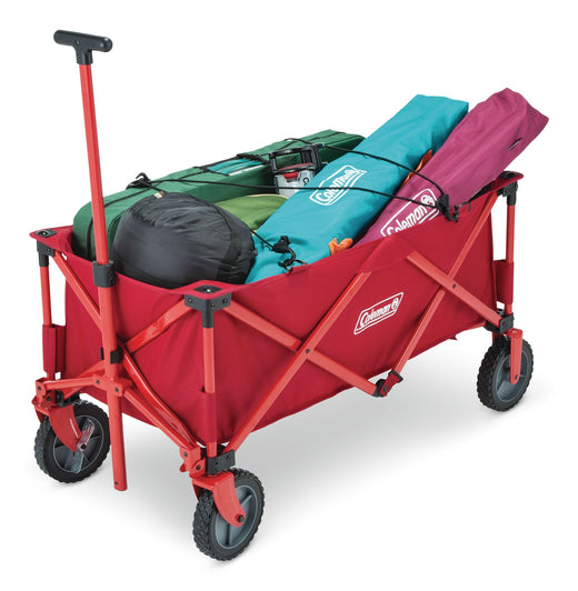 Coleman Outdoor Collapsible Folding Utility Wagon with Brake & Carry Bag, Red, 220-lb (100-kg) Capacity