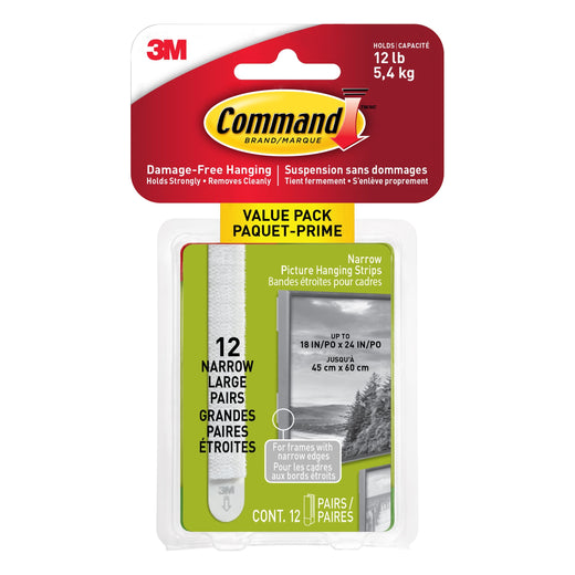 Command 12-lb Narrow Picture Hanging Strips Value Pack