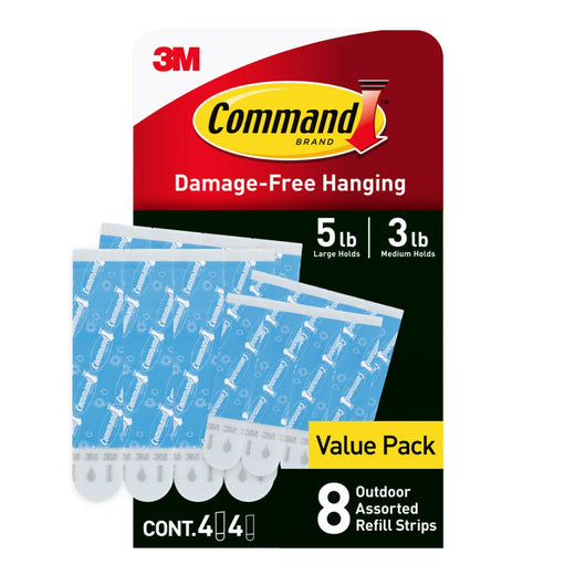 Command 8-Piece 5-lb Medium and Large White All Weather Outdoor & Bath Damage Free Hanging Strips