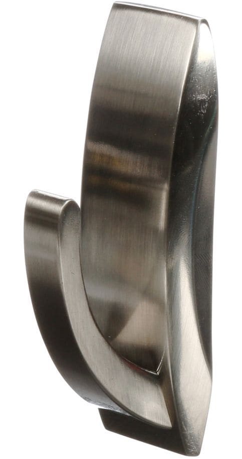 Command Large Elegant Decorative Metallic Hook with Adhesive Strips, Brushed Nickel, 5-lbs, 2 Strips Per Pack