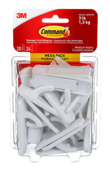Command Medium Hooks Mega Pack with Adhesive Strips, White, 3-lbs, 20 Hooks/Pack