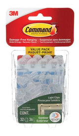 Command Outdoor Light Clips with Foam Strips, No Surface Damage, 32 Strips per Pack