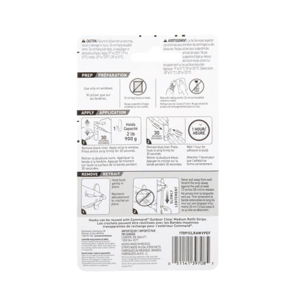Command Outdoor Medium Window Hooks, No Surface Damage, 5 Hooks per Pack