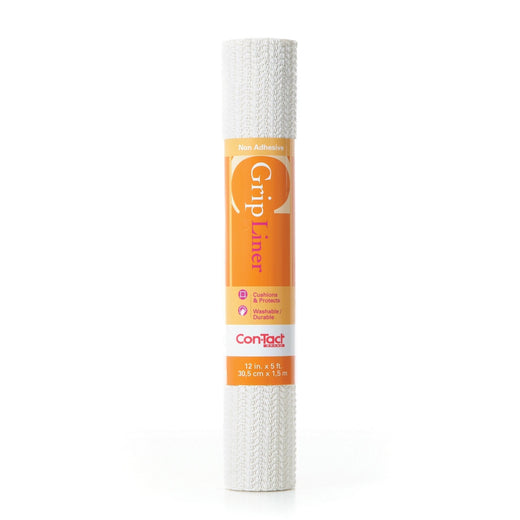 Con-Tact Grip Liner Washable Non-Adhesive Shelf/Drawer Liner, White, 12-in x 5-ft