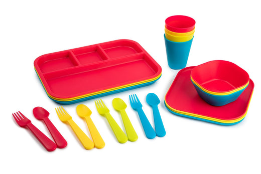 Core Home Plastic Kids Tableware Set, BPA Free, 24-pc, Assorted Colours