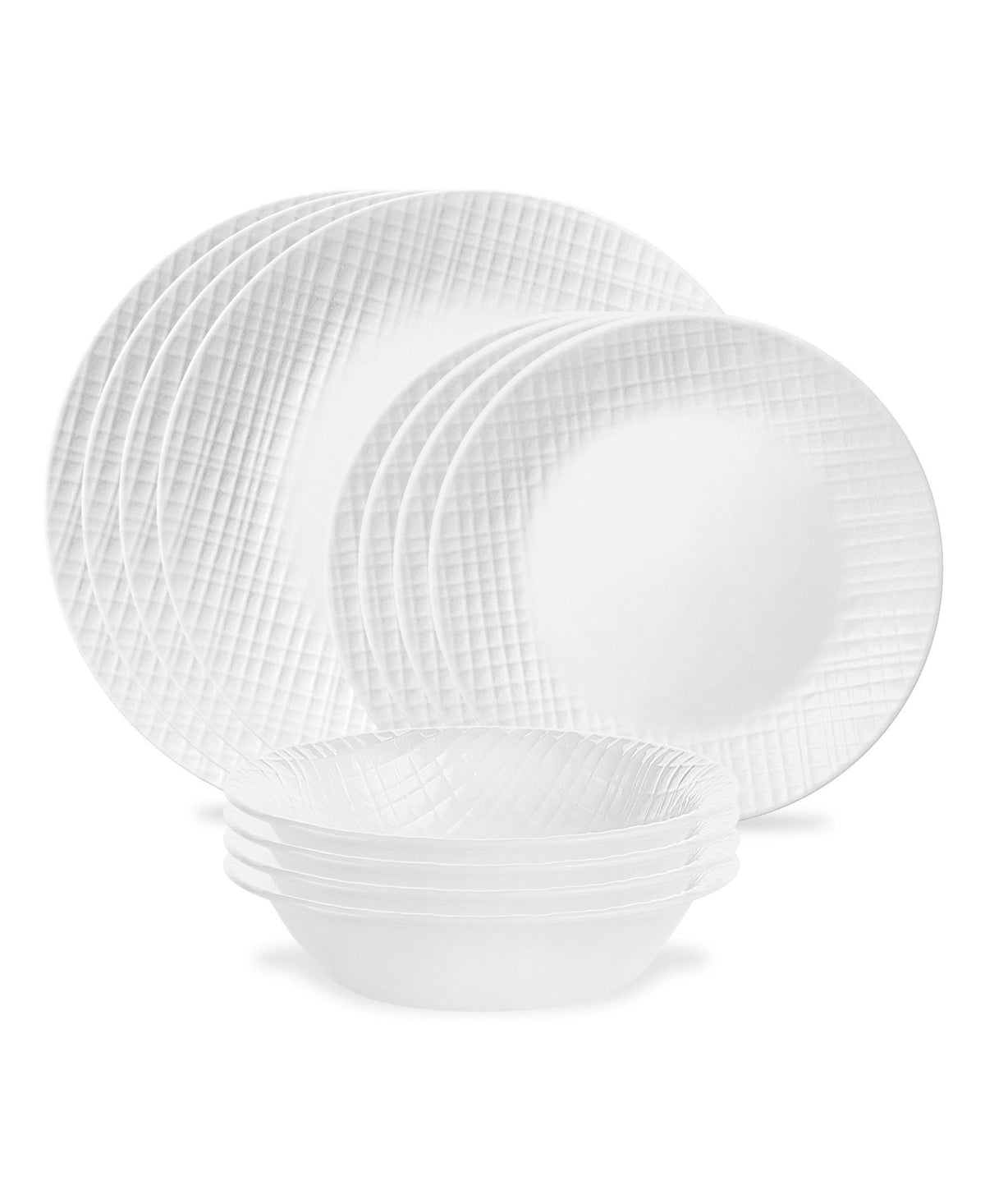 Corelle Linen Weave Dinnerware Set, Serves 4, 12-pc, White