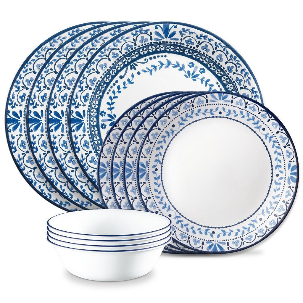Corelle Portofino Glass Dinnerware Set, Serves 4, 12-pc, White
