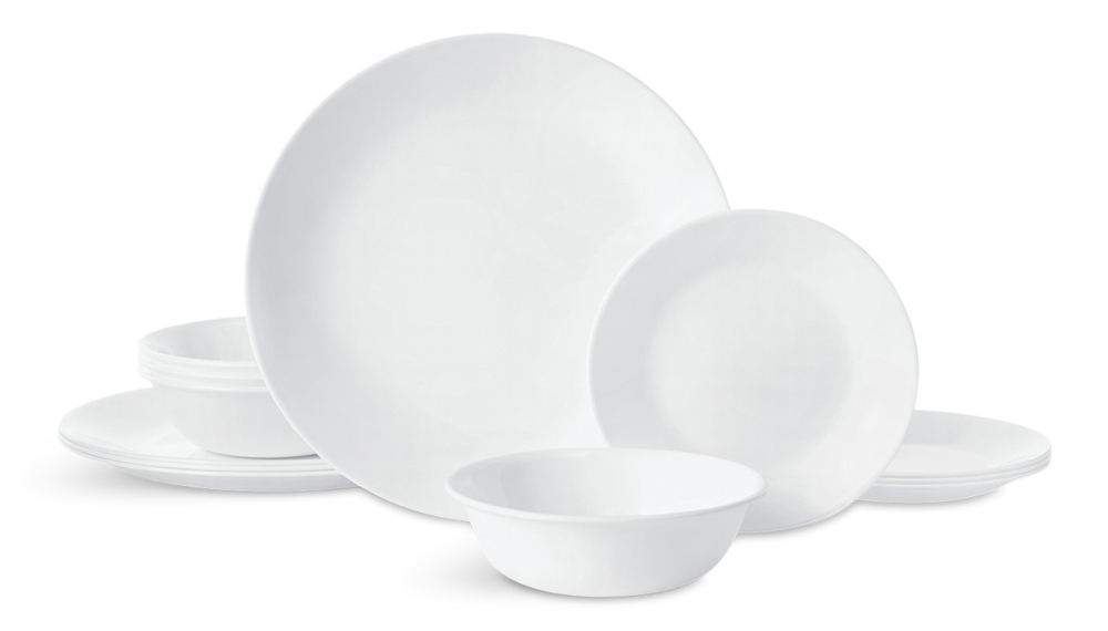 Corelle Winter Dinnerware Set, Serves 4, 12-pc, Frost White
