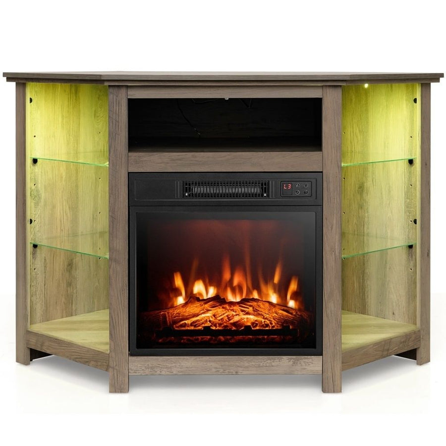Costway Fireplace TV Stand with Led Lights and 18"