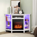 Costway Fireplace TV Stand with LED Lights, White image 2