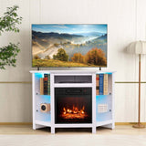 Costway Fireplace TV Stand with LED Lights, White image 3