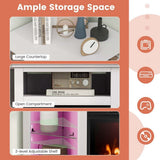 Costway Fireplace TV Stand with LED Lights, White image 5