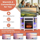 Costway Fireplace TV Stand with LED Lights, White image 7
