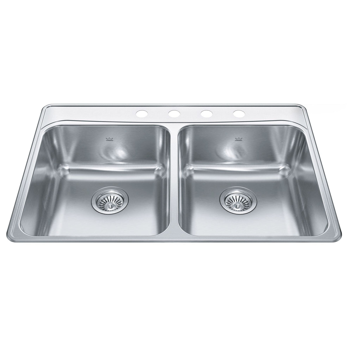 Creemore Drop-In Double 4-Hole Stainless Steel Sink, 33x22-in