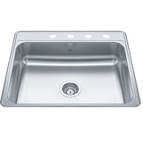 Creemore Drop-In Single 4-Hole Stainless Steel Sink, 22x25-in