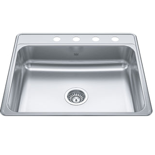 Creemore Drop-In Single 4-Hole Stainless Steel Sink, 22x25-in