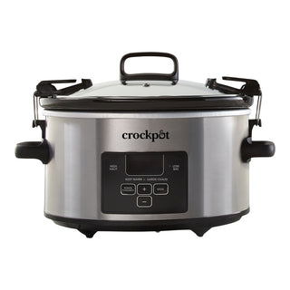 Crock-Pot Digital Programmable Slow Cooker with Locking Lid, Feeds 4 People & More, Stainless Steel, 4-qt